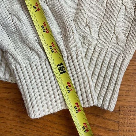 Polo by Ralph Lauren Men Cable Knit Sweater L 100% Tussah Silk V-Neck Pony Logo - Picture 8 of 11